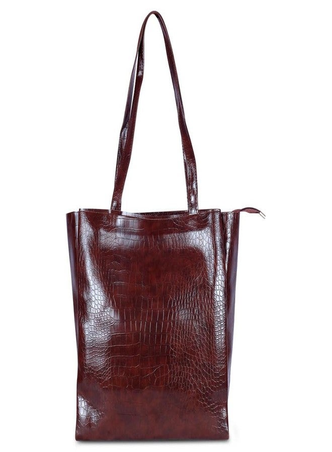 Dcozi Stylish and Fashionable PU Leather Brown Handbag For Women & Girls - TB02_Brwn (Shoulder & Tote Bag) - Image 1